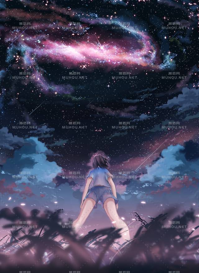 优美的星空银河风景插画