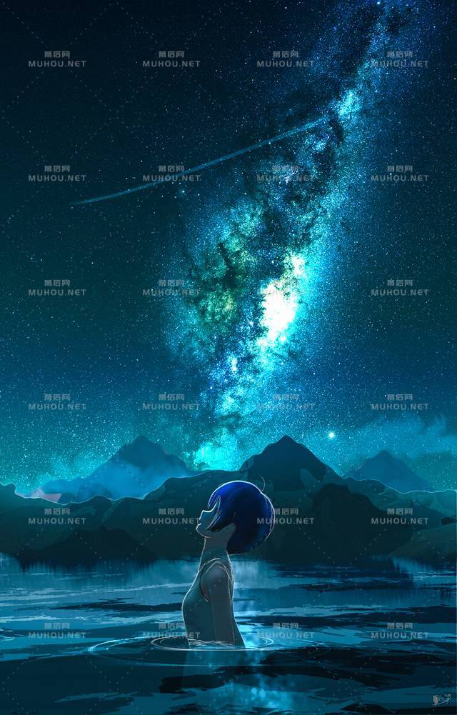 优美的星空银河风景插画