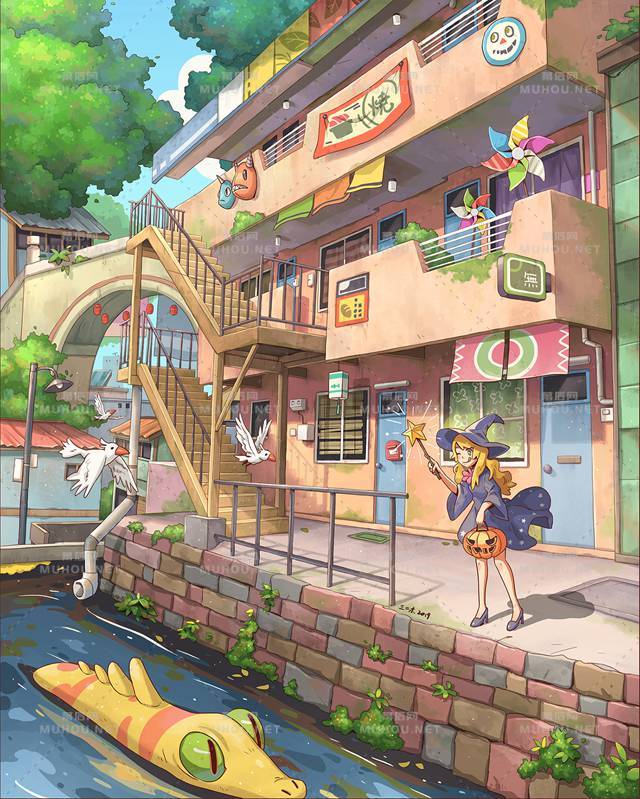 好看的河边风景插画专辑