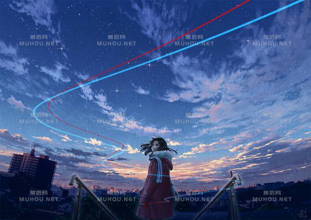广阔的天空风景唯美插画