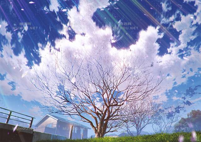 广阔的天空风景唯美插画