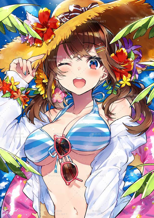 宅男喷碧血的泳装少女插画