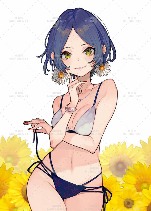 宅男喷碧血的泳装少女插画