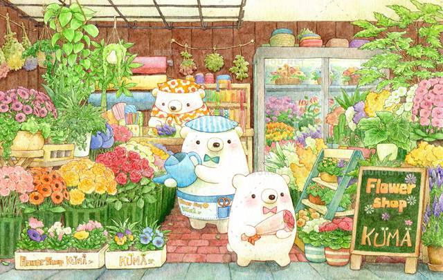 超美的花店场景插画专辑