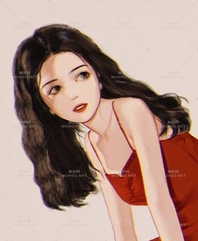 Qiuhan寒秋的朱砂红少女系列插画