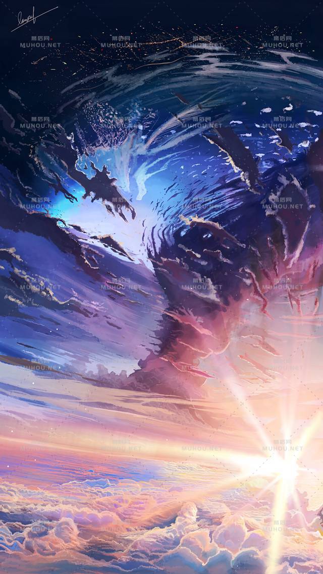 视觉感超强的天空云层插画