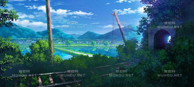 夏天独有的蓝天碧海风景插画
