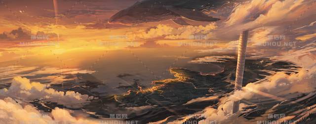 转瞬即逝的天空风景插画