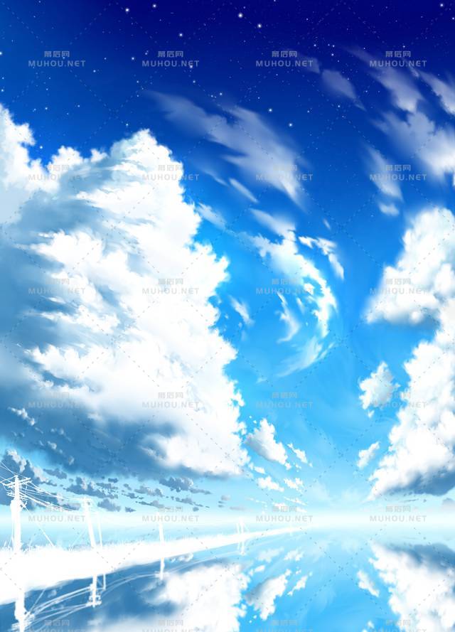 又大又白滴蘑菇云美景插画