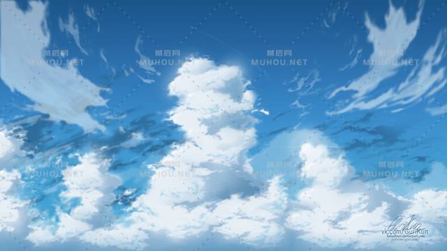 又大又白滴蘑菇云美景插画