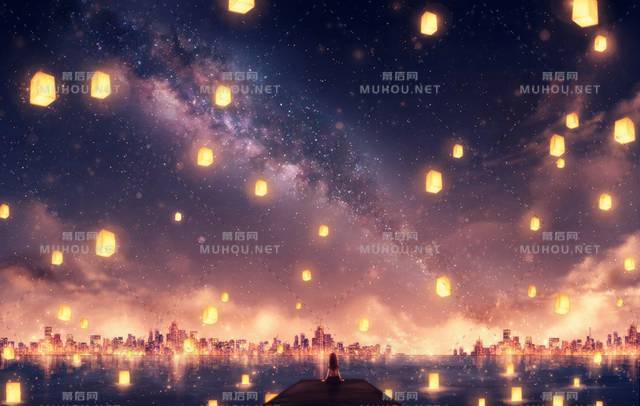 梦幻的浩瀚星空风景插画