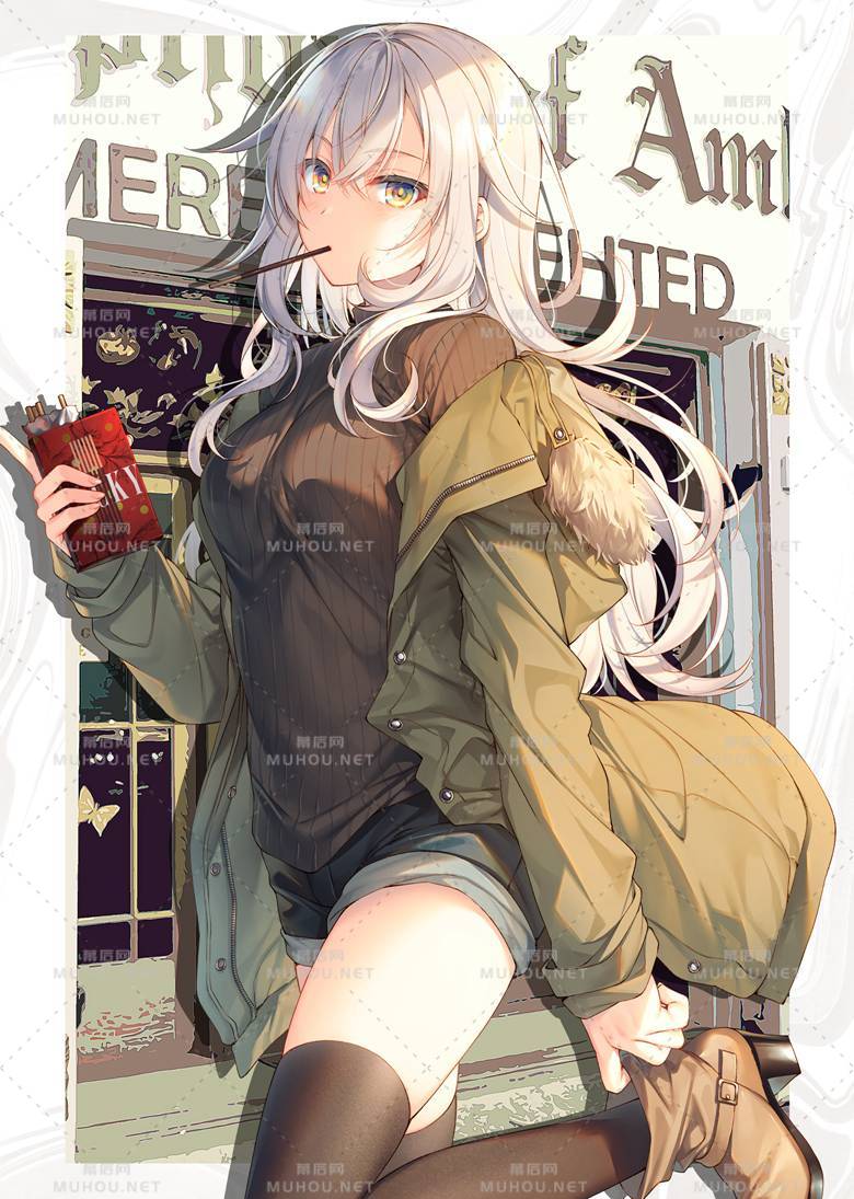 热辣的超短裤女孩插画