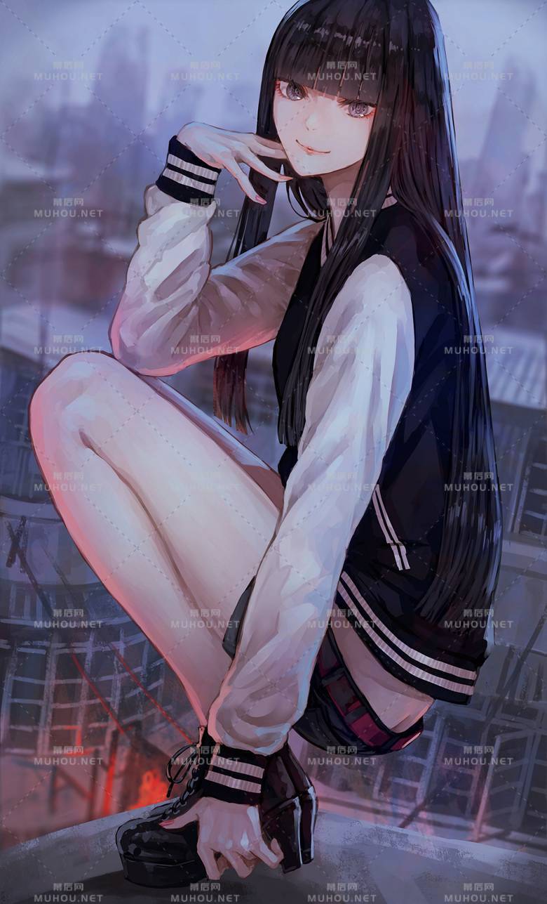 热辣的超短裤女孩插画