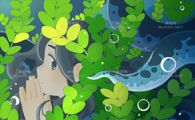 水下的森林小水草风景插画