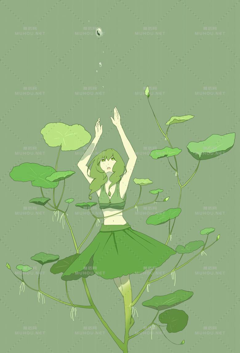 水下的森林小水草风景插画