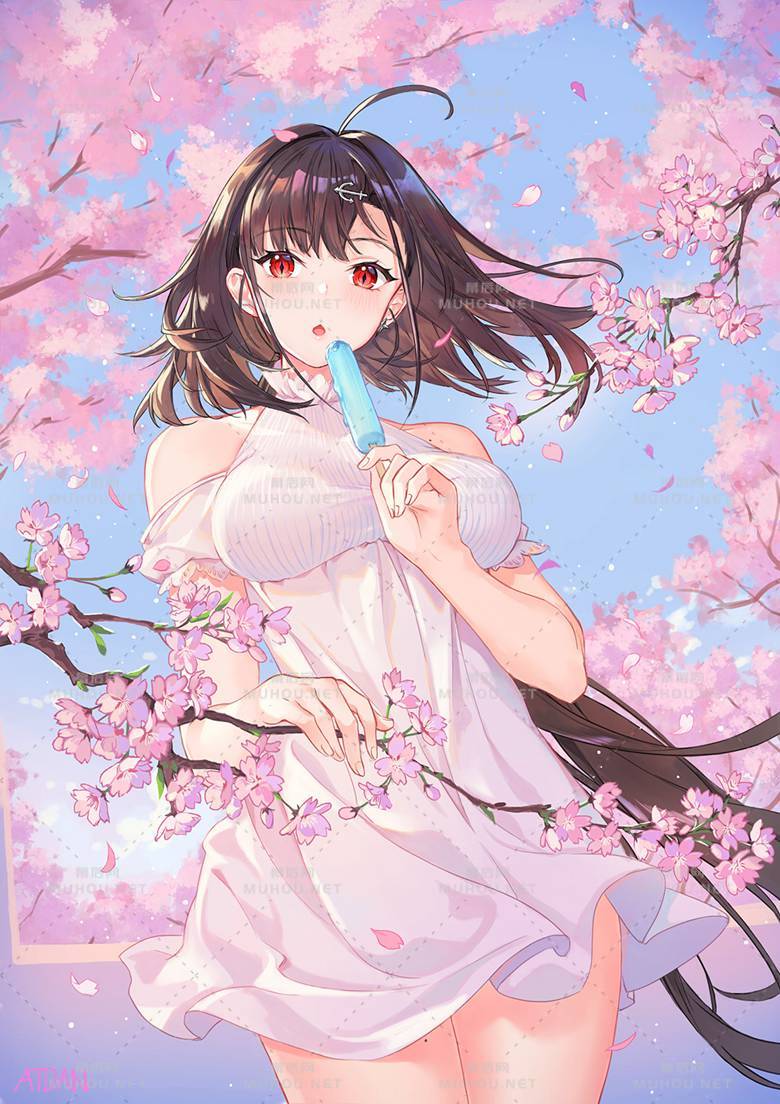 不可不看的超美樱花与女孩插画