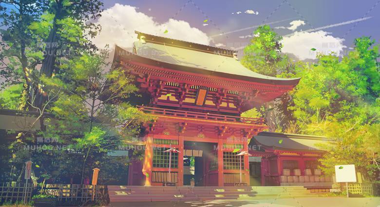 祭祀神灵的日式神社风景插画作品插图5