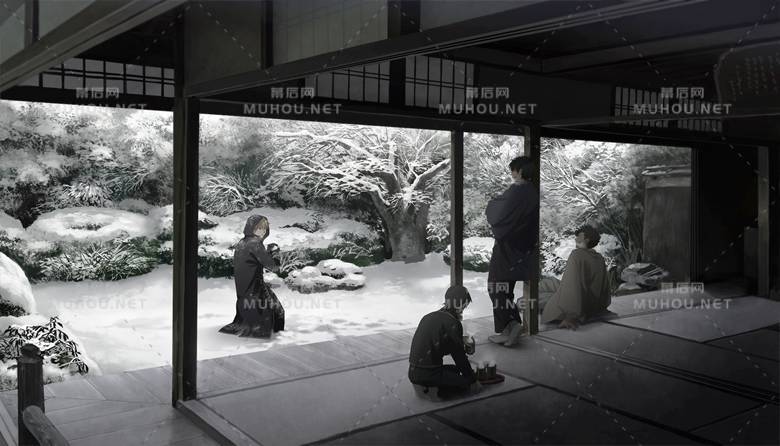 怀念冬天雪白的景色插画