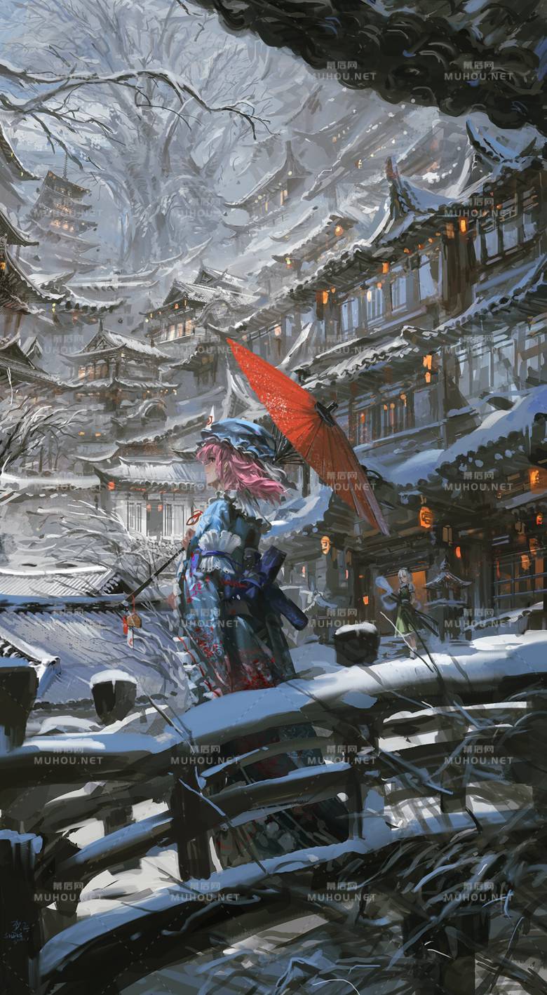怀念冬天雪白的景色插画