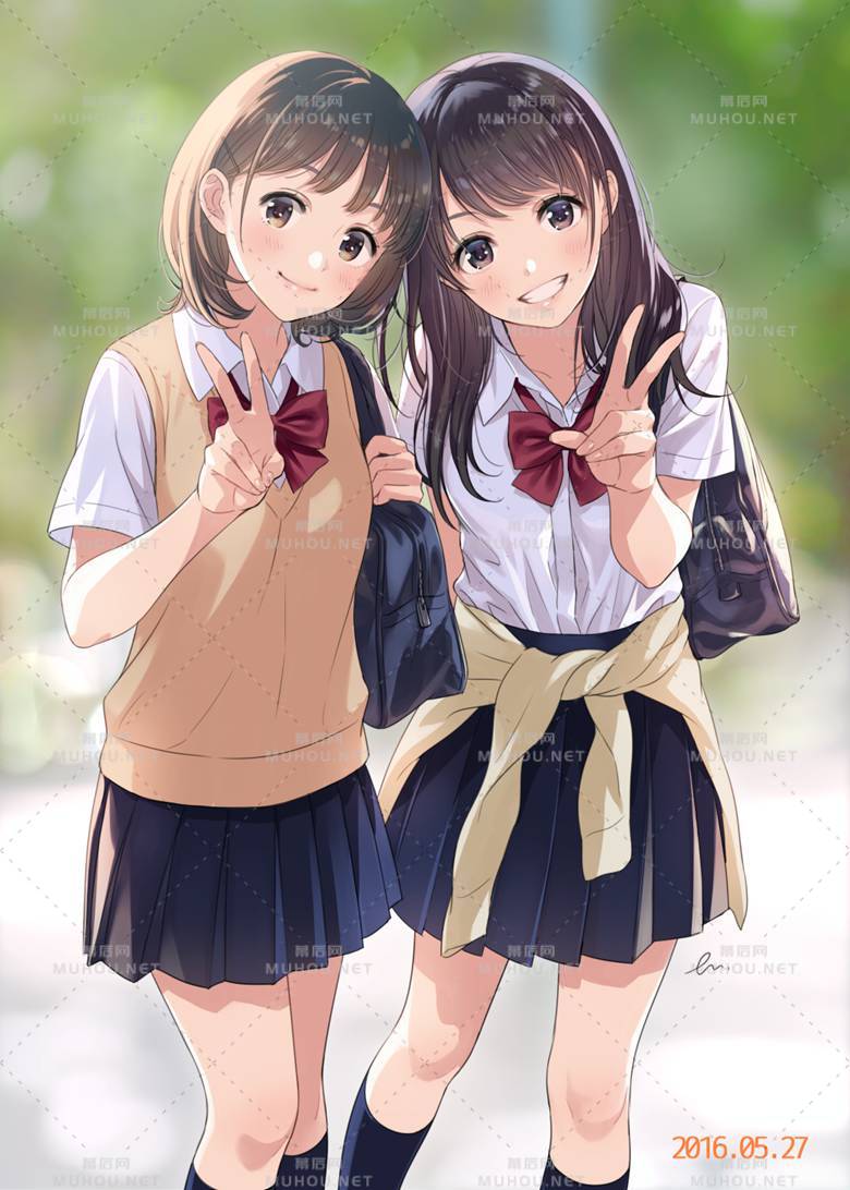 穿日式制服的可爱少女们插画作品插图1