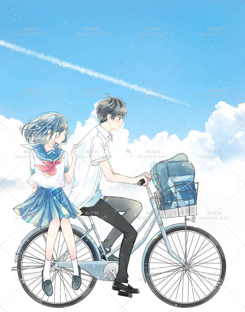 一同骑车的快乐友情插画作品插图4