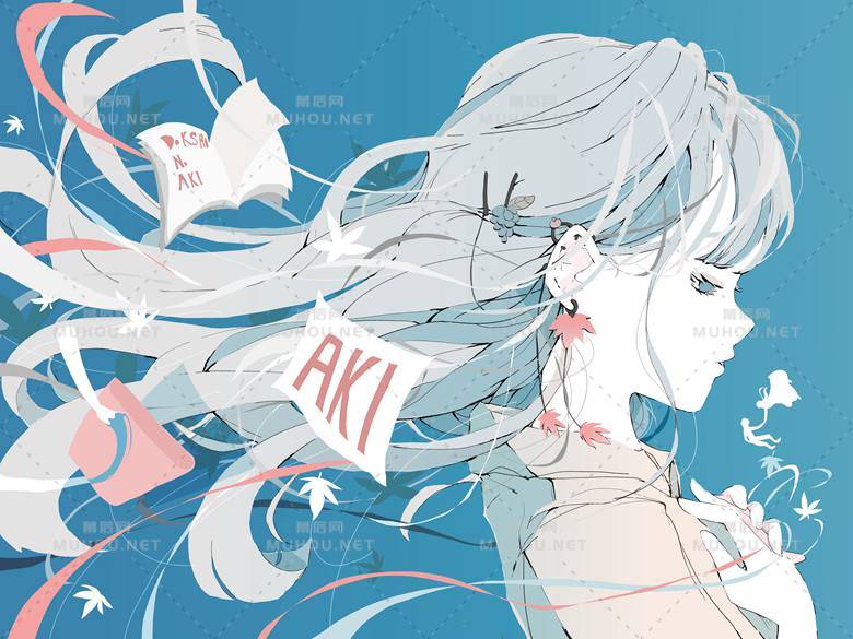 甜美可人的银发女孩插画设计作品插图