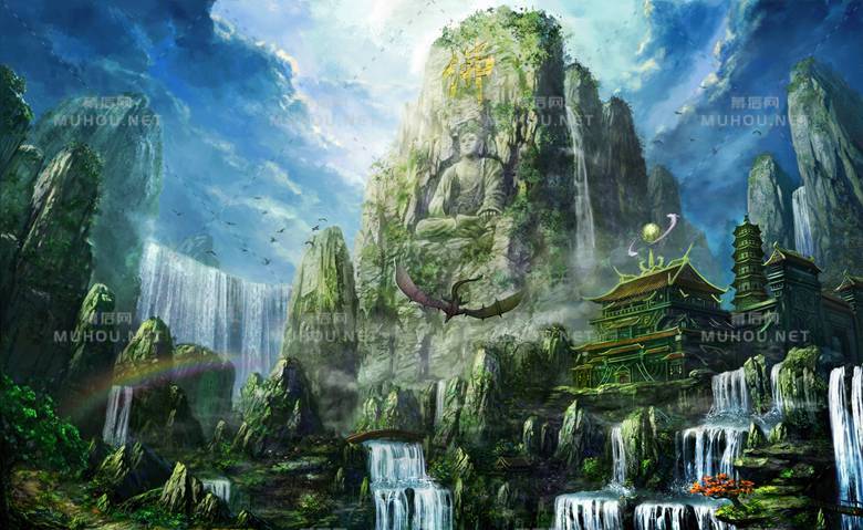 巨美的远山风景插画