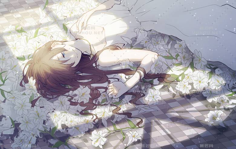 仰卧姿势的可爱女孩插画作品