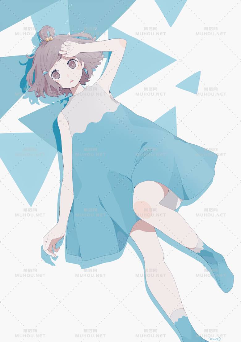 仰卧姿势的可爱女孩插画