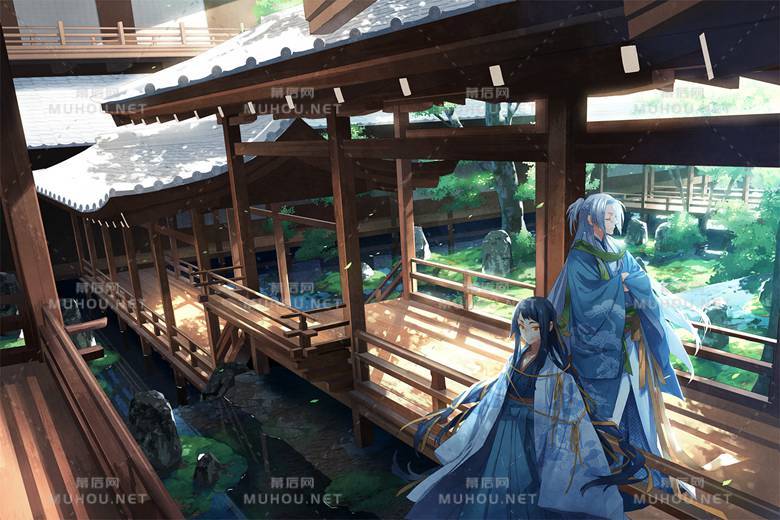 日本水屋敷风格建筑插画作品插图