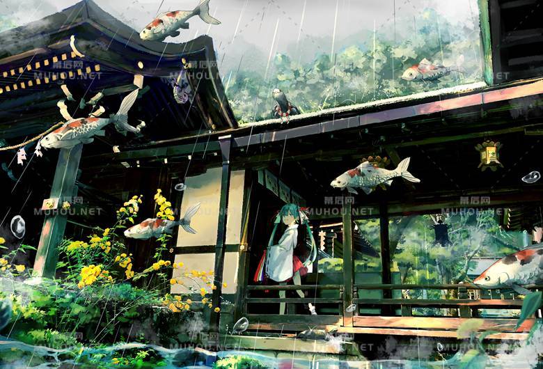 日本水屋敷风格建筑插画作品插图1