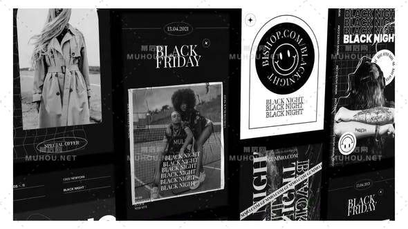 黑色夜故事抽象艺术黑白画面AE视频模板插图