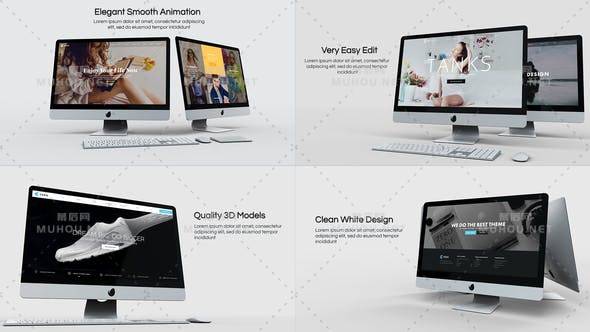 白色房间web网站展示动画AE视频模板插图