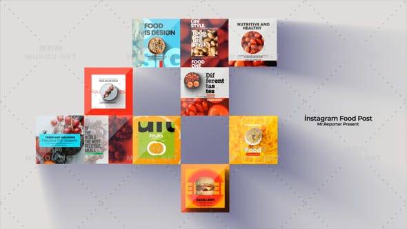 Instagram创意美食食物餐饮宣传动画0.1AE视频模板插图