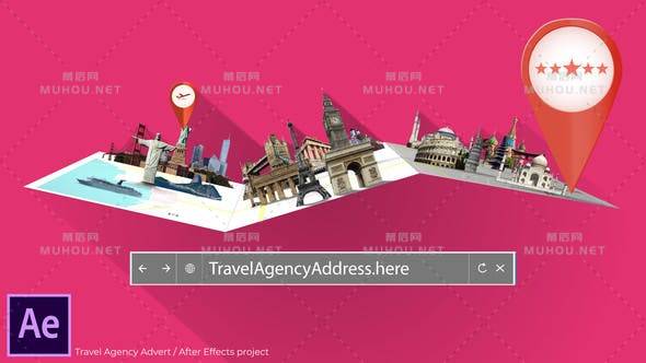 旅行社三维折叠地图旅游广告AE视频模板插图