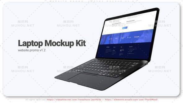 网站促销笔记本电脑mockup v1.2AE视频模板插图