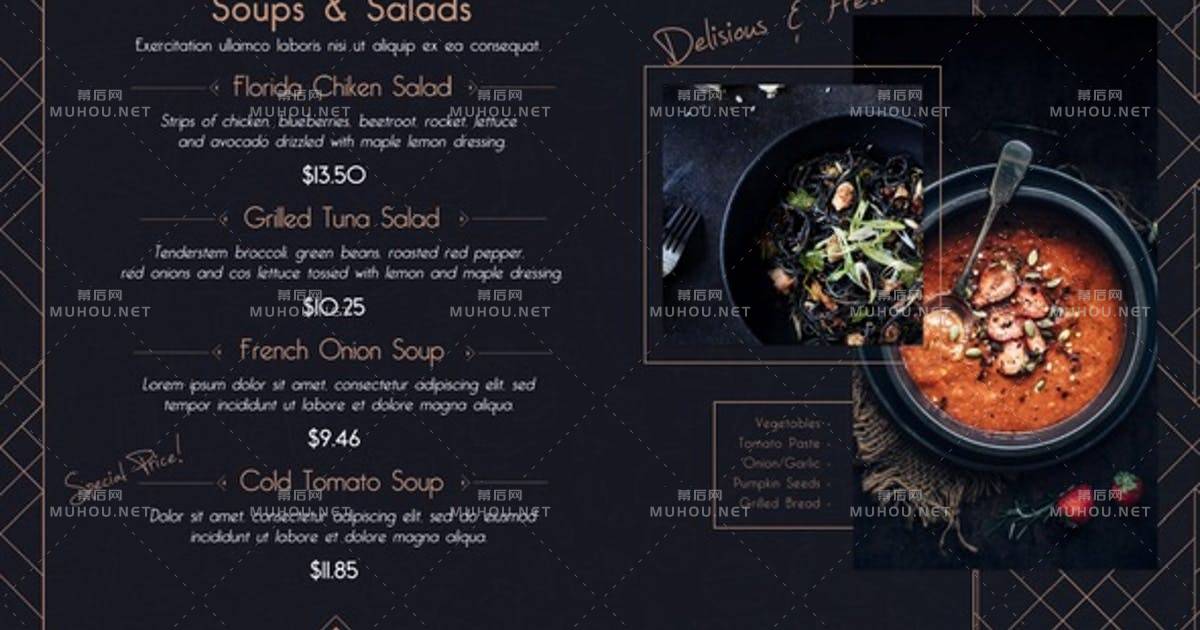 美味的餐厅菜单美食广告设计AE视频模板