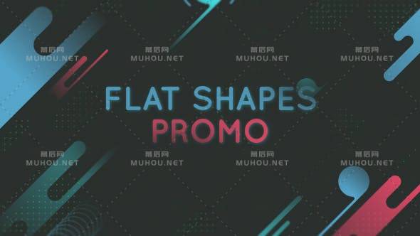 Flat shape promo广告动态图文混合AE视频模版插图