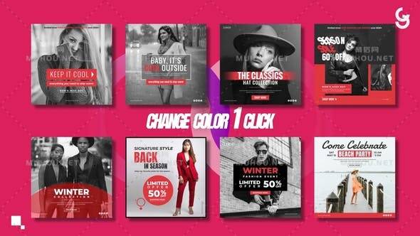 时尚广告社交帖子ins风AE视频模板插图