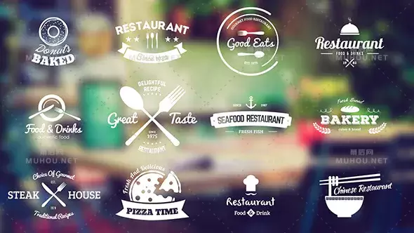餐厅和食品商店徽章视频AE模板插图