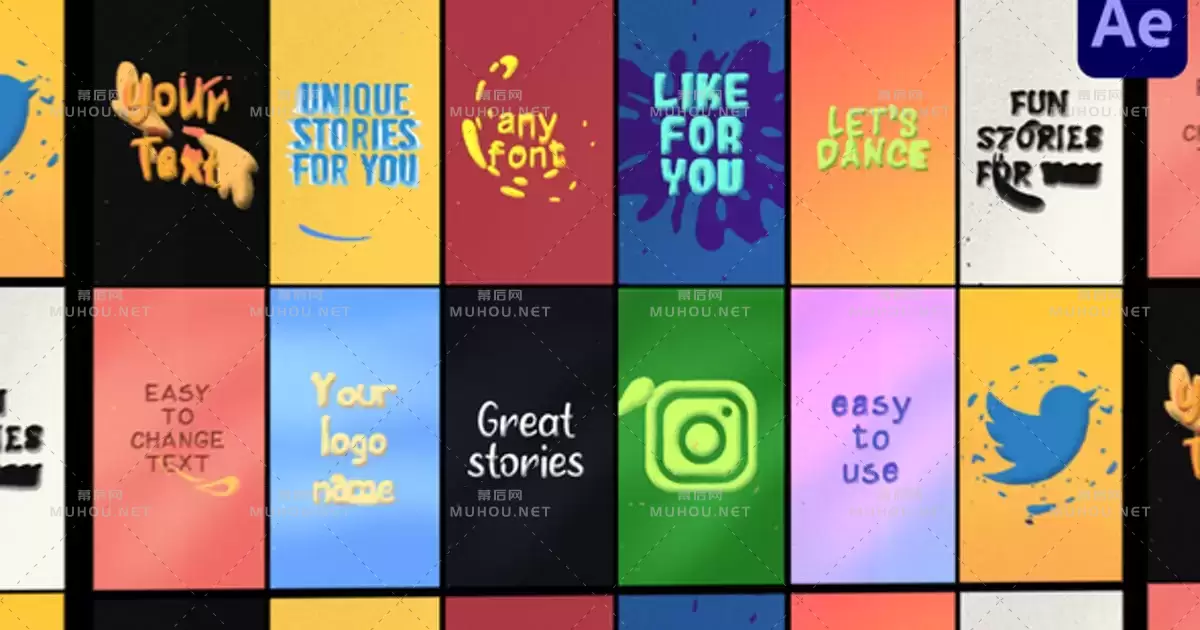 Instagram文本故事手机竖屏文字排版效果后视频AE模板