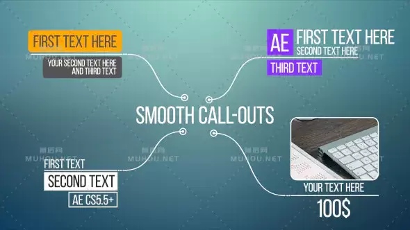 平稳呼出线条文字动画视频AE模板插图