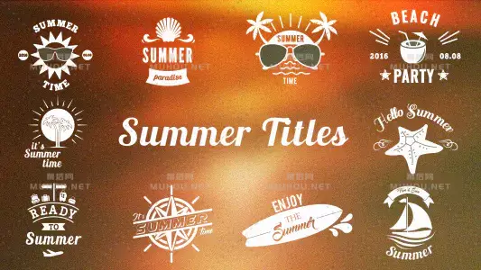 夏季/假日标题图标动画包装视频AE模板插图