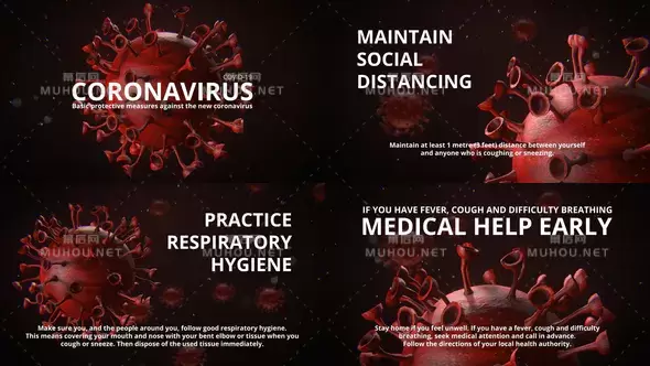 冠状病毒新型冠状病毒肺炎包装动画视频AE模板插图