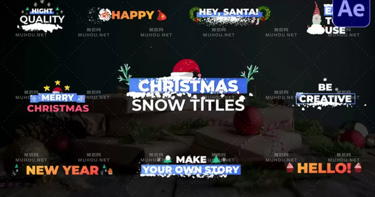缩略图圣诞雪标题文字效果动画视频AE模板