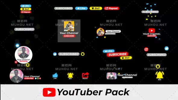 YouTuber Pack各种动画图标视频FCPX模板插图
