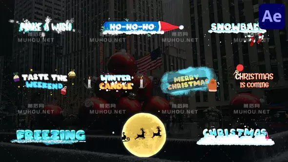圣诞标题包装特效文字动画视频AE模板插图