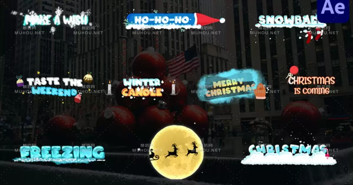 缩略图圣诞标题包装特效文字动画视频AE模板