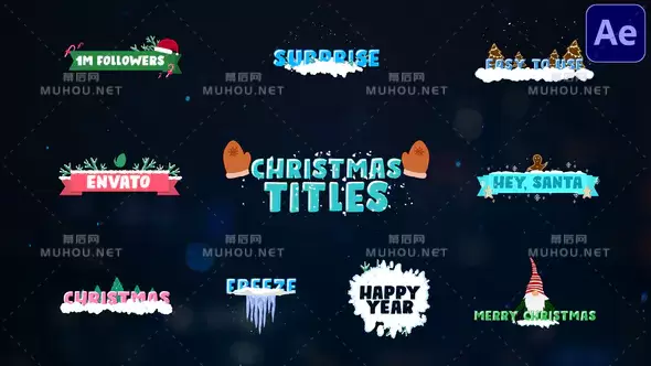 圣诞标题特效文字动画视频AE模板插图