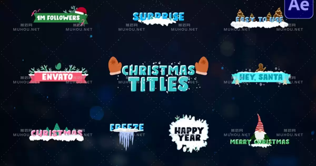缩略图圣诞标题特效文字动画视频AE模板
